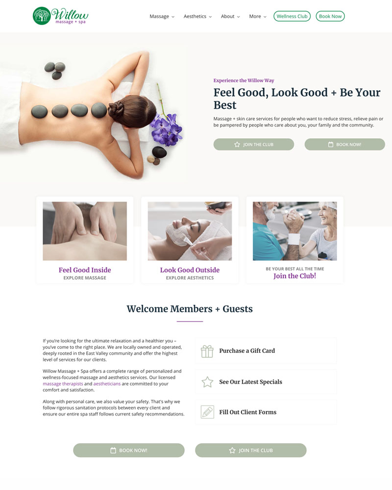 Massage spa website